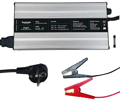 Ladegerät für LiFePO4 Akku 12V 5A 10A 20A mit Krokodil-Klemmen oder Anderson-Stecker (10A, Krokodil-Klemme)