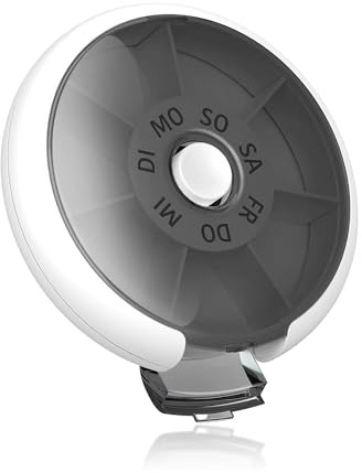 1 petite boîte à médicaments portable, boîte pour 7 jours, ronde, mini avec séparateurs, adaptée pour le stockage des comprimés et des pilules (noir)