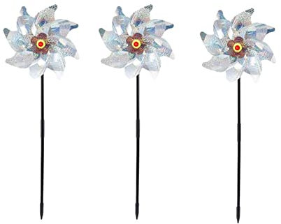 Deco Jardin Exterieur Décoration de Jardin 4 Pièces Moulin à Vent Répulsif for Oiseaux Spinner Moulin à Vent Argent Répulsif for Oiseaux DIY for Décoration de Jardin Extérieur Pelouse Cour Ornements d