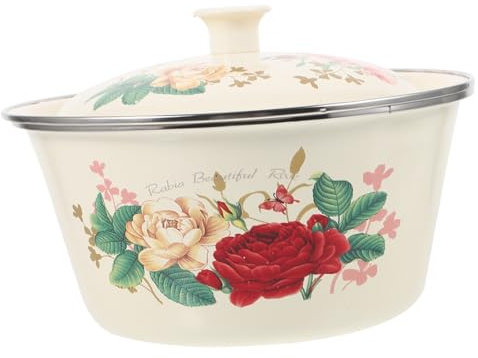 Zerodeko 1Stk Becken aus Emaille Brotschale Retro-Nudelschüssel Vintage- Salatschüssel kreative Suppenschüssel Vintage Emailwaren Nostalgie schmücken Delikatessen