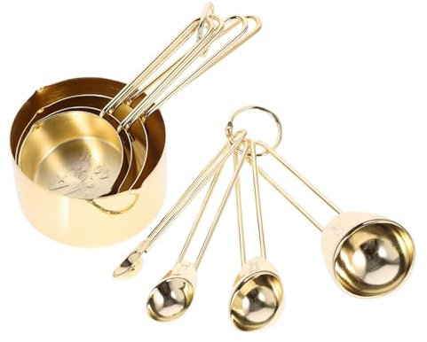 Cabilock Set Di 8 Misurini E Cucchiai in Acciaio Inossidabile Per Cuocere Tè E Zucchero Essenziali Da Cucina Squisita Fattura