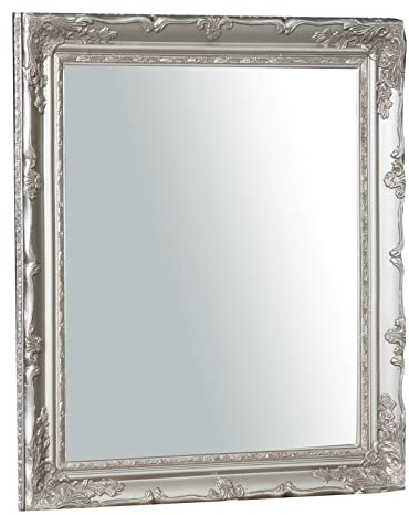 Biscottini Vintage-Wandspiegel L64 x PR4 x H74 – Spiegel Shabby Antik Silber – Wandspiegel für Badezimmer – Wandmontage Silber
