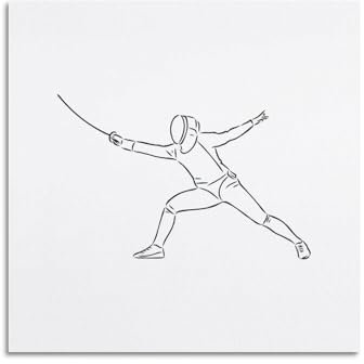qiyan Minimalistisches Linien-Poster, Fechten, Kunstangriffsposter, dekoratives Gemälde, Leinwand, Wandposter und Kunstdruck, moderne Familienschlafzimmer-Dekoration, Poster, 40 x 40 cm