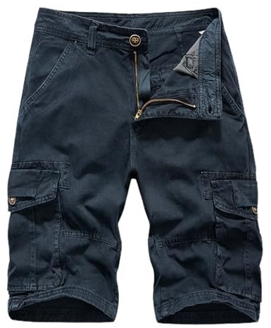 SRZYMJ Kurze Hose Herren Vintage Shorts Herren Kurze Arbeitshose Mit Latz Cargo Shorts Sommer Kurze Freizeithose Baumwolle Dunkelblau Chino Hose Stretch XXL Basketball Shorts 30