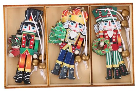 PRETYZOOM 9pcs Hanging Nutcracker Cutouts Xmas Tree Ornament Nutcracker Puppets Christmas Decoration Scene Layout Supplies Walnut Soldier Pendants