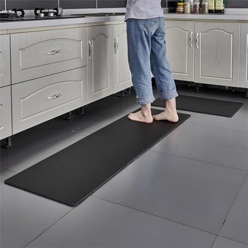SXZAGZR Tapetes De Cocina, Alfombra De Cocina, Anti Fatiga Alfombra, Antideslizante Alfombrillas De Cocina Alfombra De Corredor, para Cocina, Salón, Oficina (Negro,45 x 75 cm)