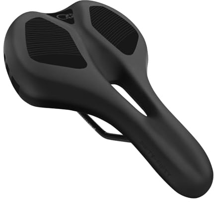 FIFTY-FIFTY Mountain Bike Saddle, Comfortable Memory Foam Padded Bicycle Seat, Breathable Waterproof Bicycle Saddle for Men and Women, Compatible with MTB, Road Bike, E-MTB, Touring