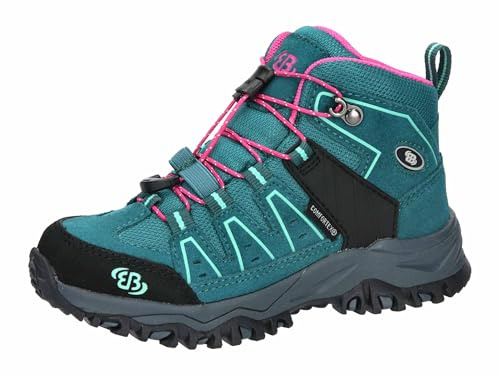Brütting Stivali da Trekking Unisex per Bambini Mount Pinos High Kids, Petrolio Rosa Turchese, 27 EU