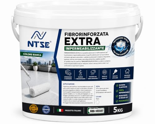 FIBRORINFORZATA EXTRA - GUAINA LIQUIDA IMPERMEABILIZZANTE (BIANCO, 5 KG)