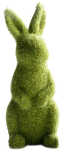 Licsaliwe Statue di animale affiorata, Figuras di coniglio in resina in erba artificiale, Figuras di pietre coperte finto verde per giardino