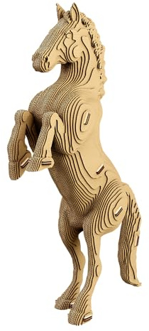 CARTONIC Pferd 3D-Puzzle aus Karton – Skulptur-Bausatz | 112 Teile, 33 × 22 × 7 cm – Bastelset aus recycelter Pappe zum Stecken & Bemalen, für Jugendliche & Erwachsene, Geschenkidee