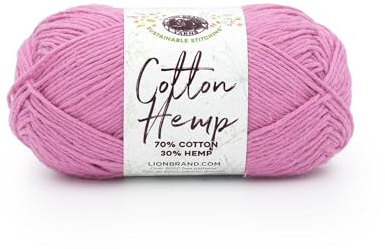 Lion Brand Yarn, Cotton Hemp Worsted Crochet Yarn, Pink Rose, 1 Pack