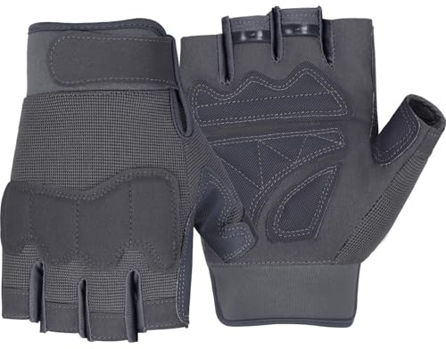 FIORETTO Mens Breathable Padded Fingerless Motorcycle Gloves Half Finger Gloves for Cycling Hiking Climbing Outdoor Sports