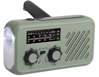 Ticfox Radio d'extérieur multifonction avec alimentation à manivelle pour les urgences - Multibande AF/FM/SW - Convient pour le camping en plein air