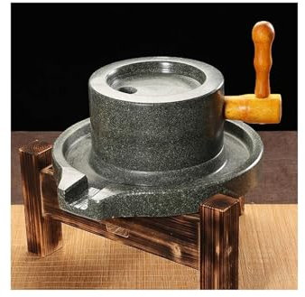 Stone Grain Mill Small Black Manual Coffee Grinder, Dry/Wet Wheat Berry Rice Mill, Removable Grain Grinding Tool for Soybeans/Green Beans/Wheat Flour(25cm x 40cm (9 7/8 x 15 3/4))