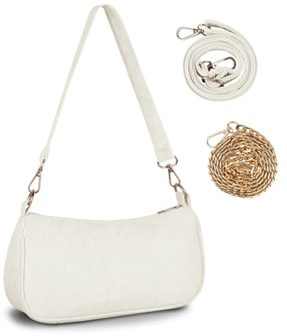 FITDON Handtasche Damen Klein Umhängetasche, Cord Hobo Bag Schultertasche Y2K Crossbody Bag Mini Retro Achsel Tasche mit 3 abnehmbaren Schultergurten