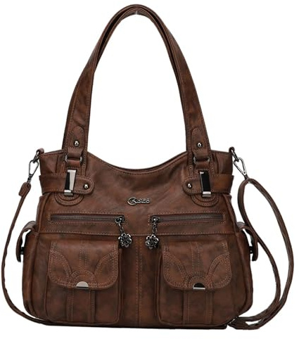 KL928 Handtasche Damen Umhängetaschen große Damenhandtasche Schultertasche gemacht aus PU Leder Kunstleder Elegant Damen Tasche für Büro Schule Einkauf mit vielen fächern