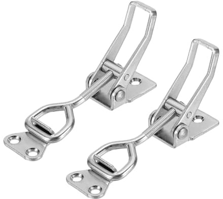 sourcing map 2pcs Adjustable Toggle Clamp M6 x 34mm 396lbs Holding Capacity 4002 Style Quick Release Pull Latches Clamps Hasp for Smoker Lid Jig Tool Box Case, Silver