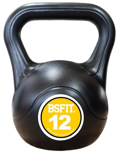 BSFIT Pesa Rusa. pesa kettlebell de Hormigón con Mango Ergonómico. Mancuerna Kettlebell para Entrenamiento Muscular en casa y Gimnasio. Dumbbell (12 KG)