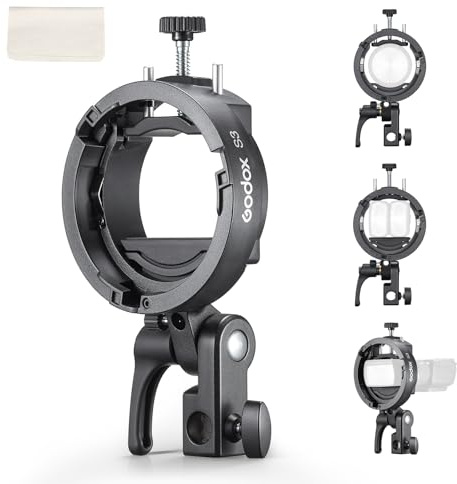 Godox S3 Bowens Mount Flash Bracket, Compact & Lightweight with ±90° Tilt, Non-Slip Silicon Padding for Stable Setup, for AD300/AD200/AD100 Outdoor Flash, for V100/V1Pro/V1/V860III Speedlite