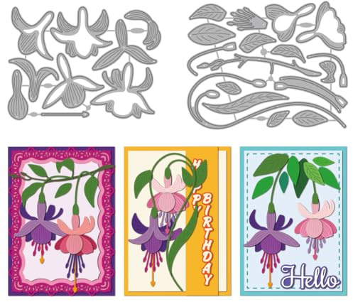 MAYJOYDIY Fuchsia Flower Metal Cutting Dies Layered Begonia Die Cuts Stencils Leaves Branch Embossing Template Dies for DIY Paper Craft Card Making Scrapbooking Album Decor