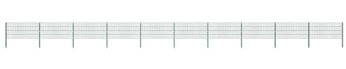 QJBSAVVA Set di recinzione da giardino, verde muschio, 17,3 x 0,8 m, recinzione a doppia asta, in ferro verniciato a polvere, con 20 pannelli e 11 pali, per giardino e terrazza