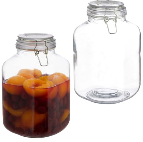 Frascos de conserva Relaxdays, juego de 2, 3 l, transparentes | Tapas con cierre de clip, conservas, almacenamiento, tarros para despensa