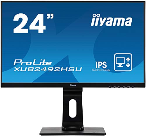 iiyama XUB2492HSU-B1 24 IPS LCD with Slim Bezel, 4ms, Full HD 1920x1080, 250 cd/m² Brightness, 1x HDMI,1 x DisplayPort,1 x VGA, 2 x USB, 2 x 2W Speakers, Height Adjustable Stand , Black