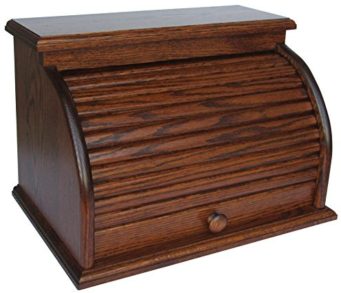 Amish Handcrafted Amish Valley Products Roll Top Bread Box Storage Oak Bin Wooden (Sorrel)