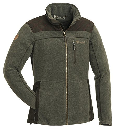 PINEWOOD Damen Diana Exclusiv Fleece Jacke, Oliv Melange/Wildlederbraun, XL