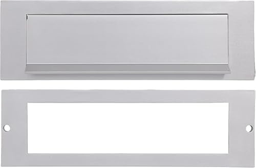 SKANDH Aluminum Silver Outer Size 10 X 3 Inches Inner Size 7-7/8 X 2 Gravity Letter Plate Mail with Back Plate Slot for Front Door