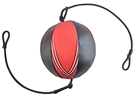 Boxen Doppelendball, Hängende Boxing, Boxbirne Set Leder Boxing Ball Boxing Punch Bag Geschwindigkeit Dodge Ball Speed Bag Lochkugel für Fitnessstudio MMA Training Boxen Punchingbälle,Rot