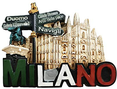 Imán para nevera de recuerdo 3D de Milán Italia, hecho a mano, decoración para el hogar y la cocina, colección de imanes para nevera