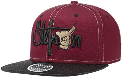 Stetson Shaka Cotton Keps Herrar - snapback cap basebollkeps flat brim hatt Snapback, med skärm, foder, foder Sommar Vår-sommar - One Size bordeaux