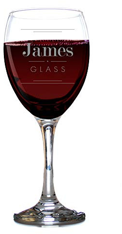 GiftsOnline4U Personalised Wine Glass Engraved Novelty Red White Long Stem Modern Name Lines Gift Box 250 ml