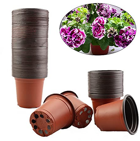 Kunststoff Blumentopf, 100 Stück Anzucht Klein Anzuchttöpfe Blumenkübel Plastik Pflanzcontainer für Gartentöpfe zur Nachtopfen von Sukkulenten und kleinen Pflanzen(9cm)