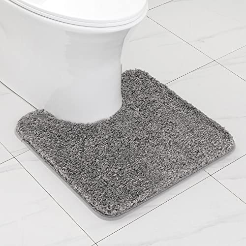 MIULEE Badematte Toilett Badteppich U Förmige rutschfest Grau 50x50 cm | Weiche Deko Matte Fußmatte Flauschig Teppich Waschbar Badteppich Badvorleger Badezimmerteppich für WC Badezimmer