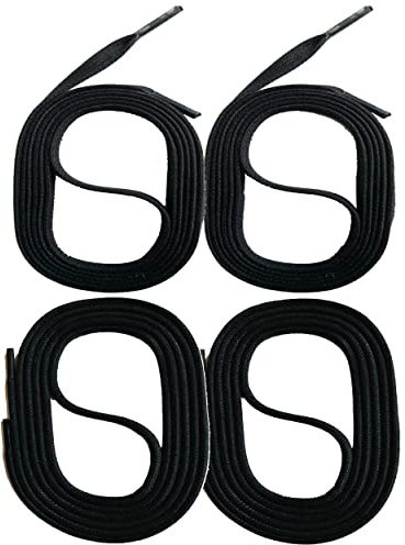 SNORS 2 paia di lacci cerati, rotondi e piatti, 18 colori, 45-150 cm, resistenti agli strappi, stabili, in cotone, per lavoro, scarpe in pelle, stivali, Nero , 130cm FLACH 5mm
