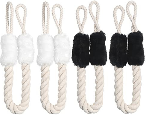 Kinsinder 4 Pcs Door Stop Rope, Door Cord Clamp Anti-Crash Door Handles Rope Anti-Collision Baby Safety Finger Pinch Guard Protectors (Black + White)