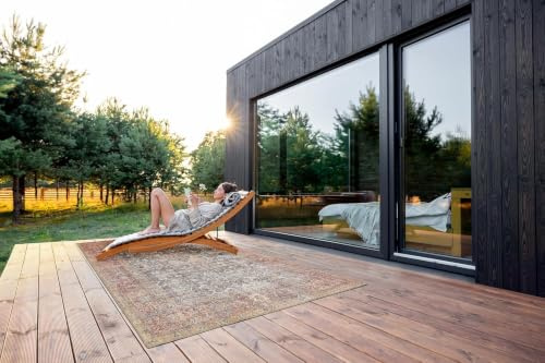 -LUXOR- living In- und Outdoor Teppich Lago, dünner waschbarer Teppich für Camping, Terrasse oder Wohnbereich, wetterfest, 120 x 170 cm, Rot