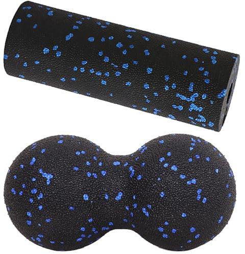 Faszienball und Faszienroller Mini Set, 2-teiliges Kleiner Massageball Set, Faszientool zur Effektiven Faszien & Triggerpunkt Behandlung für Wirbelsäule, Akupressur Plantarfasziitis (Blau)