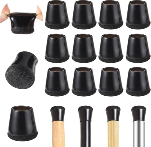 PAEFIU 40 Pcs Embout Pied de Chaise, Patin de Chaise Élastique Protection Pied Chaise en Feutre, Tampon de Chaise pour Protéger Les Pieds de Table Éviter Les Rayures au Sol Noir