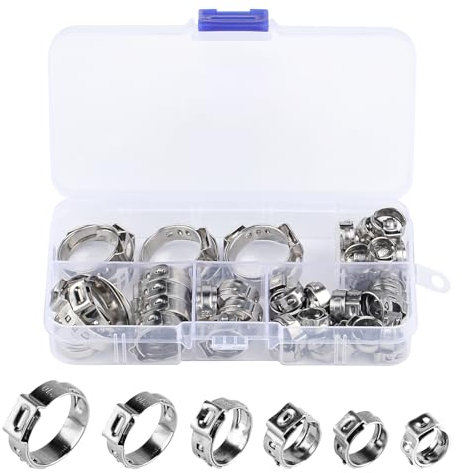 Set da 60 pezzi di Fascette per Tubi, in Acciaio Inossidabile, Fascette Regolabili con Azionamento Vite a Terra, Fascette per Tubi per Idraulica, Gas, Auto, Giardinaggio
