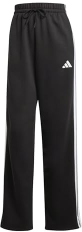 Adidas Femme Essentials 3-Stripes Open Hem Fleece Pants, Black/White, S