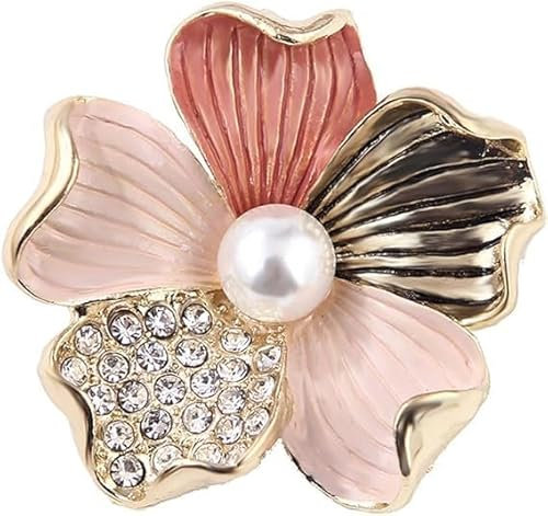Tricolor Blume Revers Brosche Strass Perle Revers Pin Blume Sicherheit Pin Emaille Legierung Brosche Pin Frauen Anzug Mantel Dekoration Schmuck Geschenk
