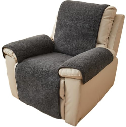 HonunGron Wende Sesselschoner Sherpa Schonbezug Ruhesessel Bezüge Für Fernsehsessel Relaxsessel Thick Warm Fleece Sesselschutz Sofaüberwurf Schutzbezug Sesselhusse (Dunkelgrau,76 * 231cm)