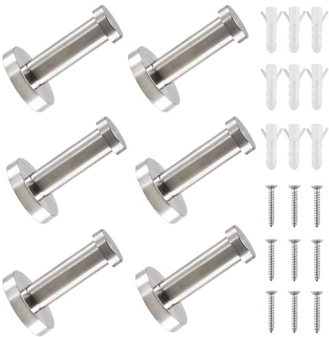 Luabue 6 Pezzi Ganci in Acciaio Inox Ganci Appendiabiti Appendino da Muro Porta Accappatoio Portasciugamani Ganci da Parete per Cappotto Accappatoio Asciugamano Cappello Ombrello