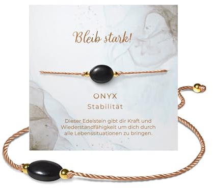 PURAJA Edelstein Armband Damen | Mit 18k echt vergoldeten Edelstahl Perlen | Handgemacht | Glücksarmband Damen | Mutmacher