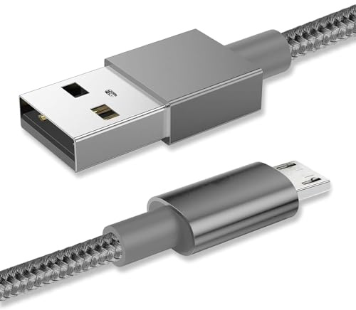 World biz Micro USB Cable, 1M Micro USB Android 3.1A Fast Charger Cable Nylon Braided USB Micro Cord Compatible for Samsung S7/S6,Kindle Fire,Tablets,PS 4 Controller, Android Devices (Grey)