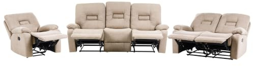 6-Sitzer Sofa Set mit Liegefunktion Stoff beige manuell verstellbar Bergen
